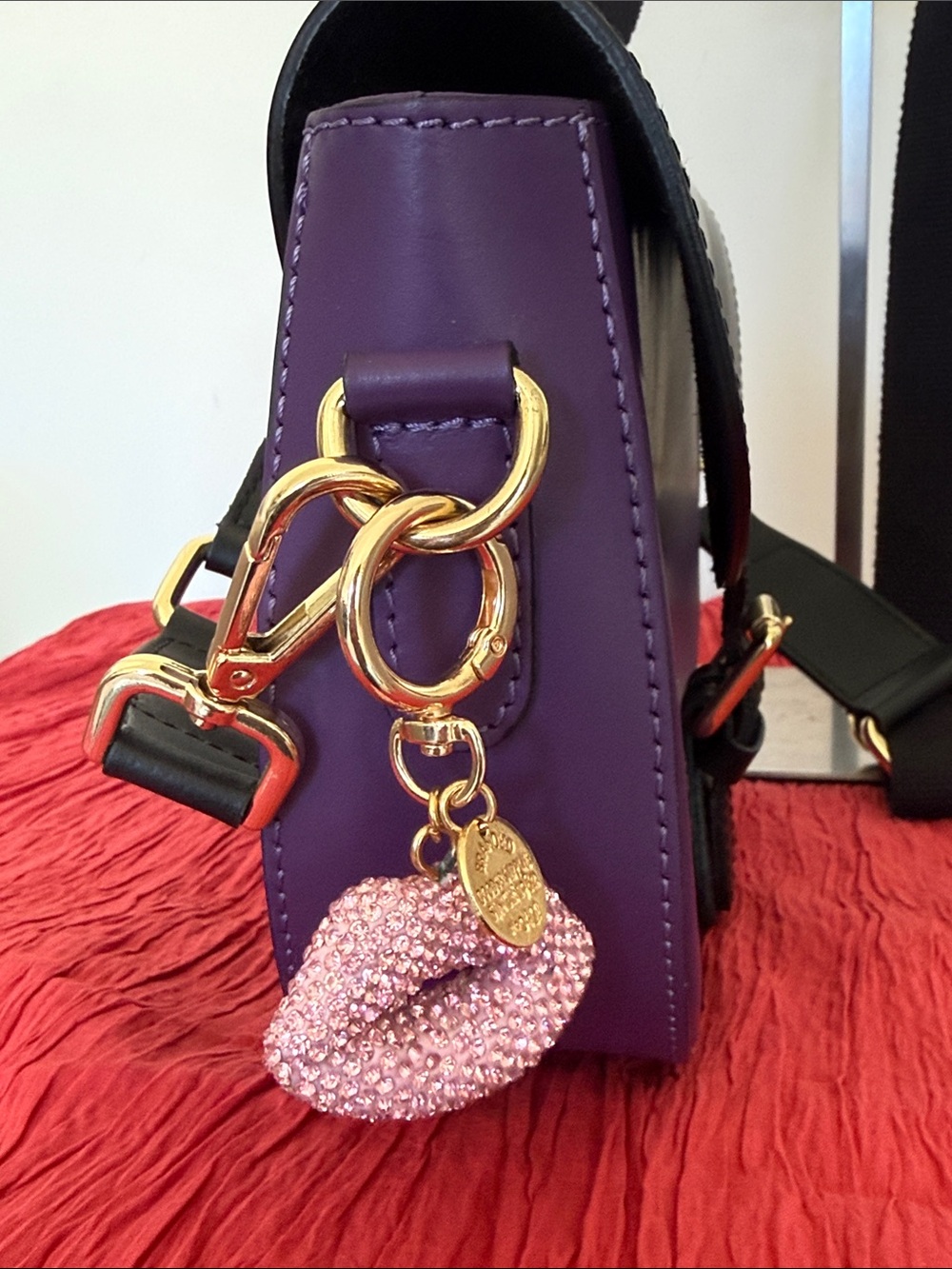 Stella Bianca Two-Tone Black and Purple Leather Shoulder Bag - Picture 5 of 11